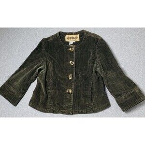 Vintage LAL Live a Little Blazer Womens Sz M Corduroy Olive Green Jacket Pockets